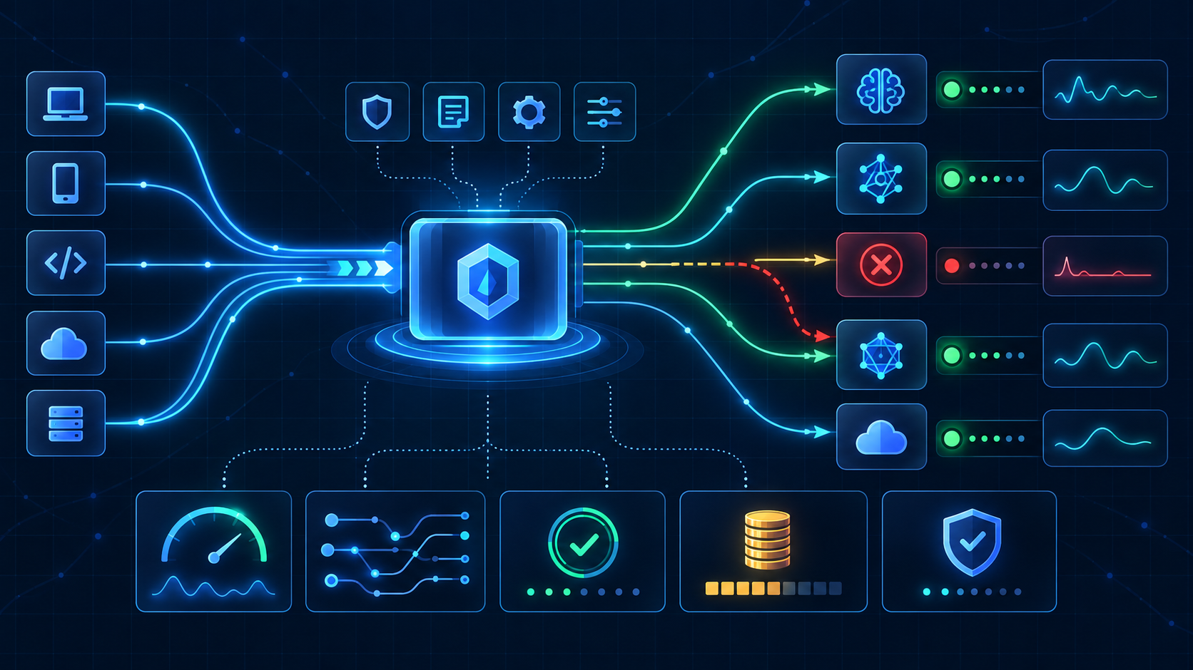AI gateway routing, provider failover, observability, and operating-cost controls