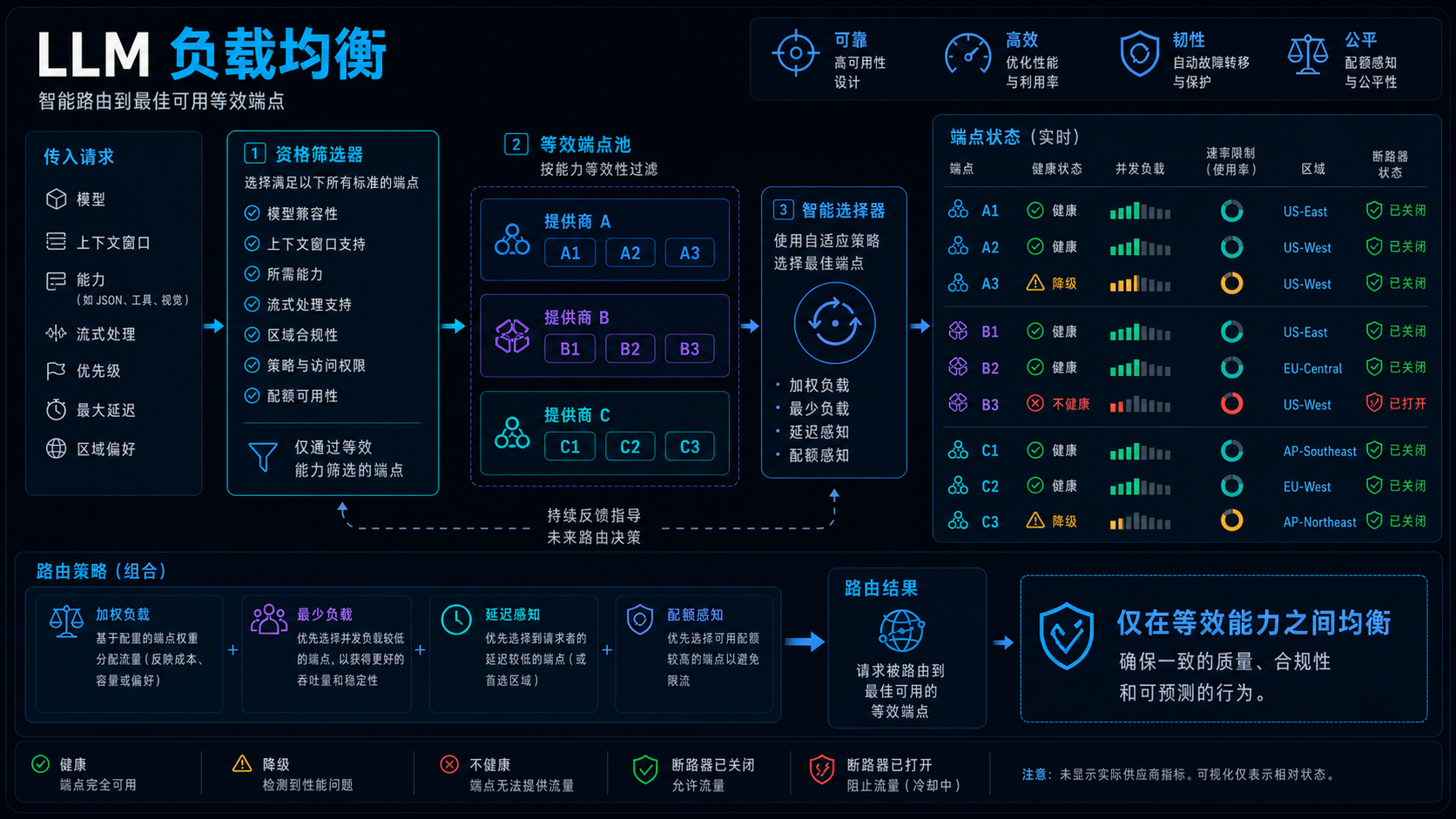 LLM 负载均衡策略图