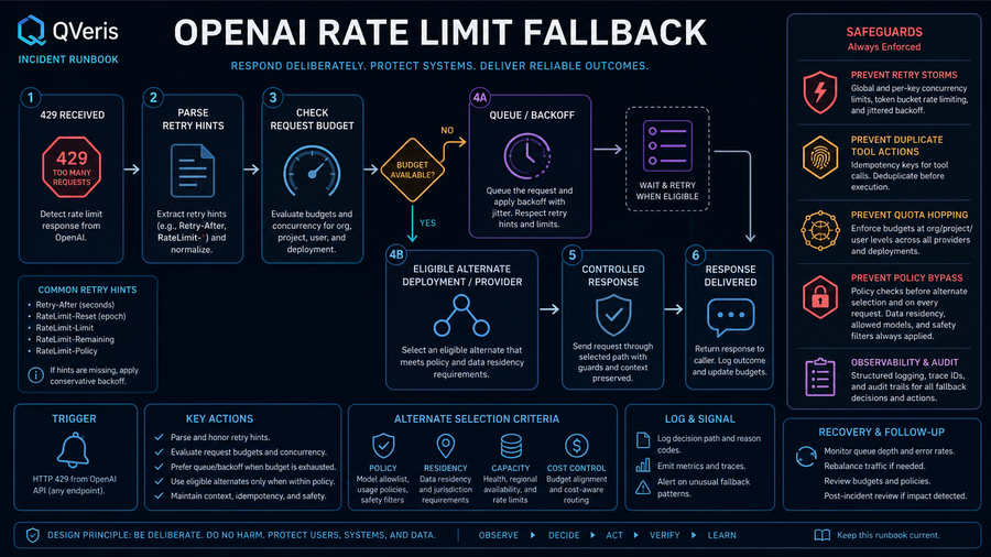 OpenAI 429 rate limit fallback decision and safeguard runbook