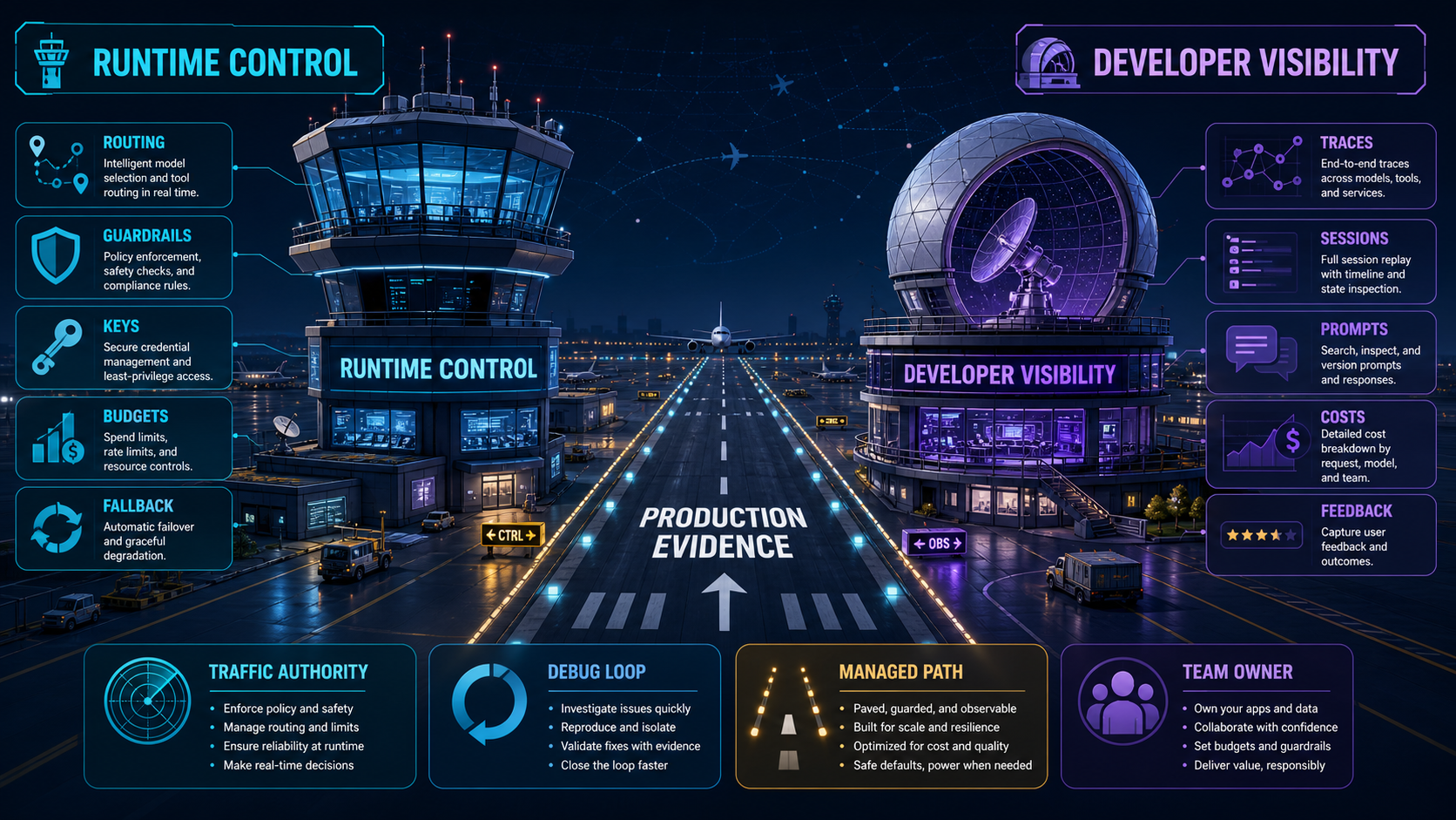 Runtime control and developer visibility across production AI traffic
