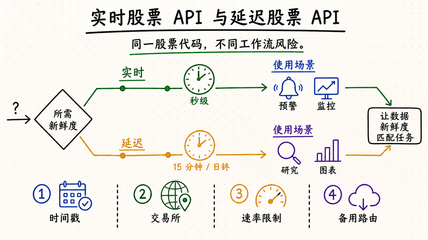 实时股票 API 与延迟股票 API 工作流对比