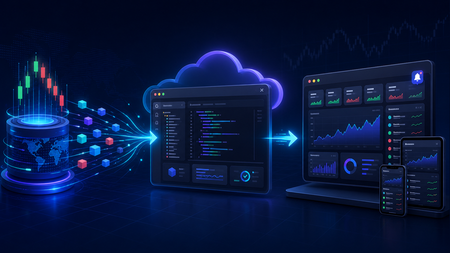 Real-time market data flowing through a Replit server into a responsive stock dashboard