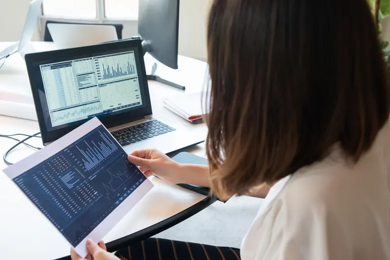 Financial research workflow with market data, charts or financial reports
