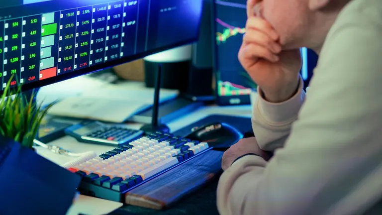 Financial research workflow with market data, charts or financial reports