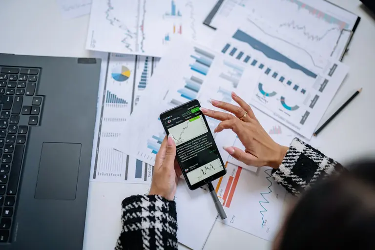 Financial research workflow with market data, charts or financial reports