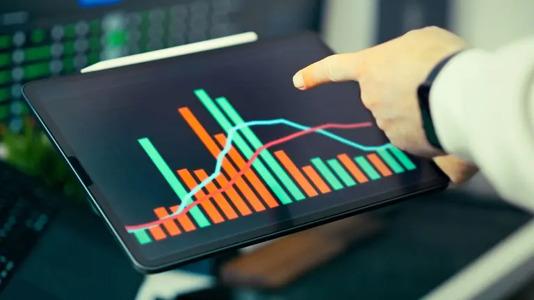 Financial research workflow with market data, charts or financial reports