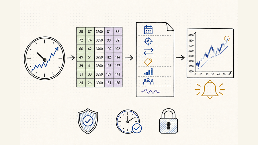 Text-free SPX options workflow from market observation and chain data to normalized records, analysis, and alerts