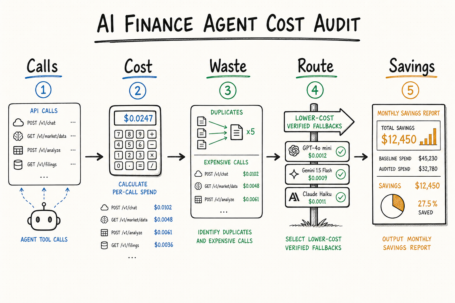 AI finance agent cost audit workflow for identifying waste and reducing API spend