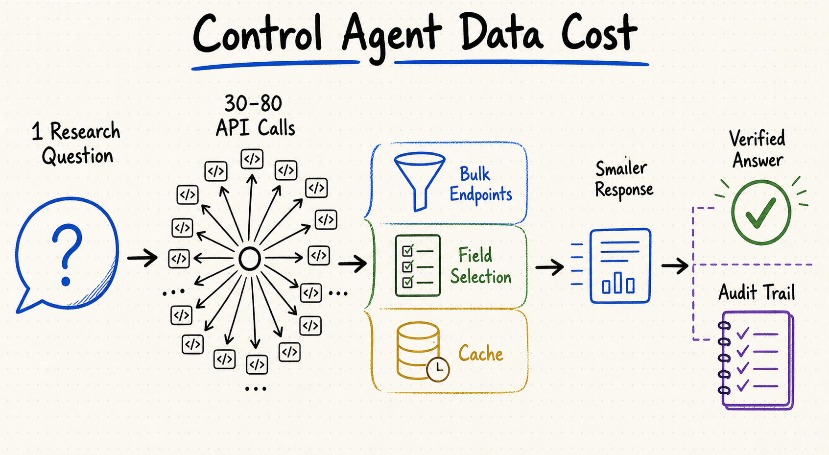 Cost-control pattern for financial data agents