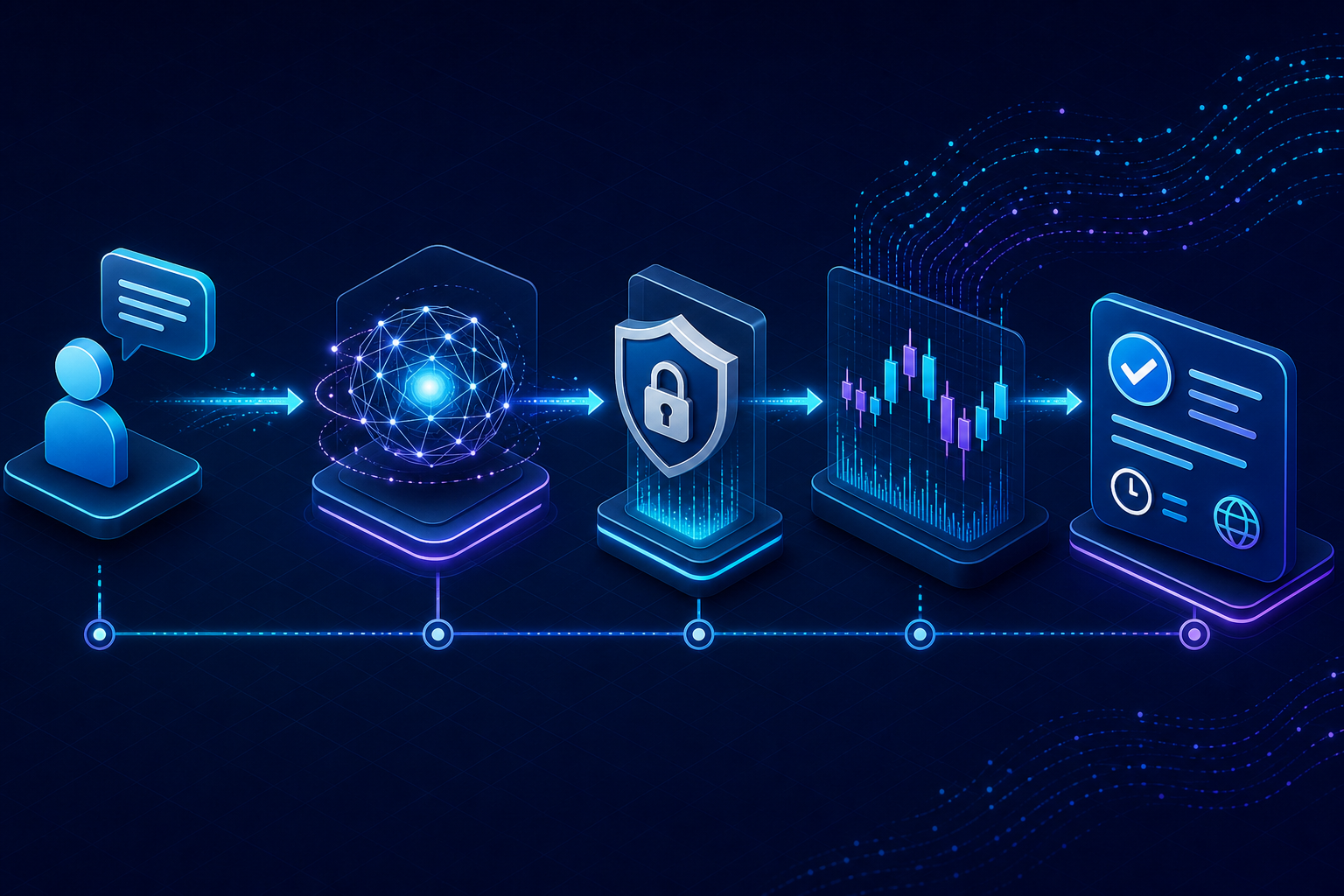 Claude request routed through a secure market-data tool to a timestamped quote