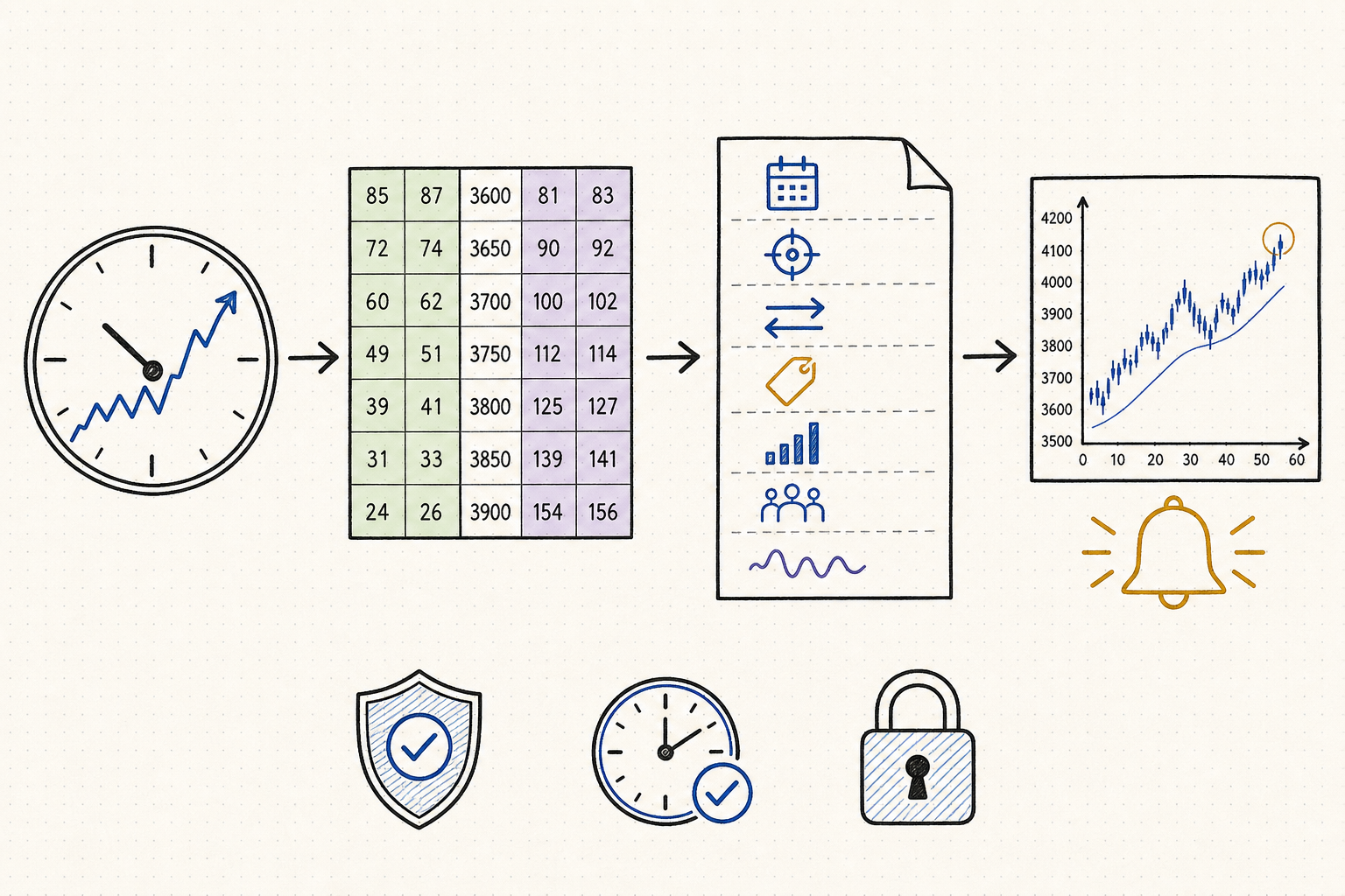 Text-free SPX options workflow from market observation and chain data to normalized records, analysis, and alerts
