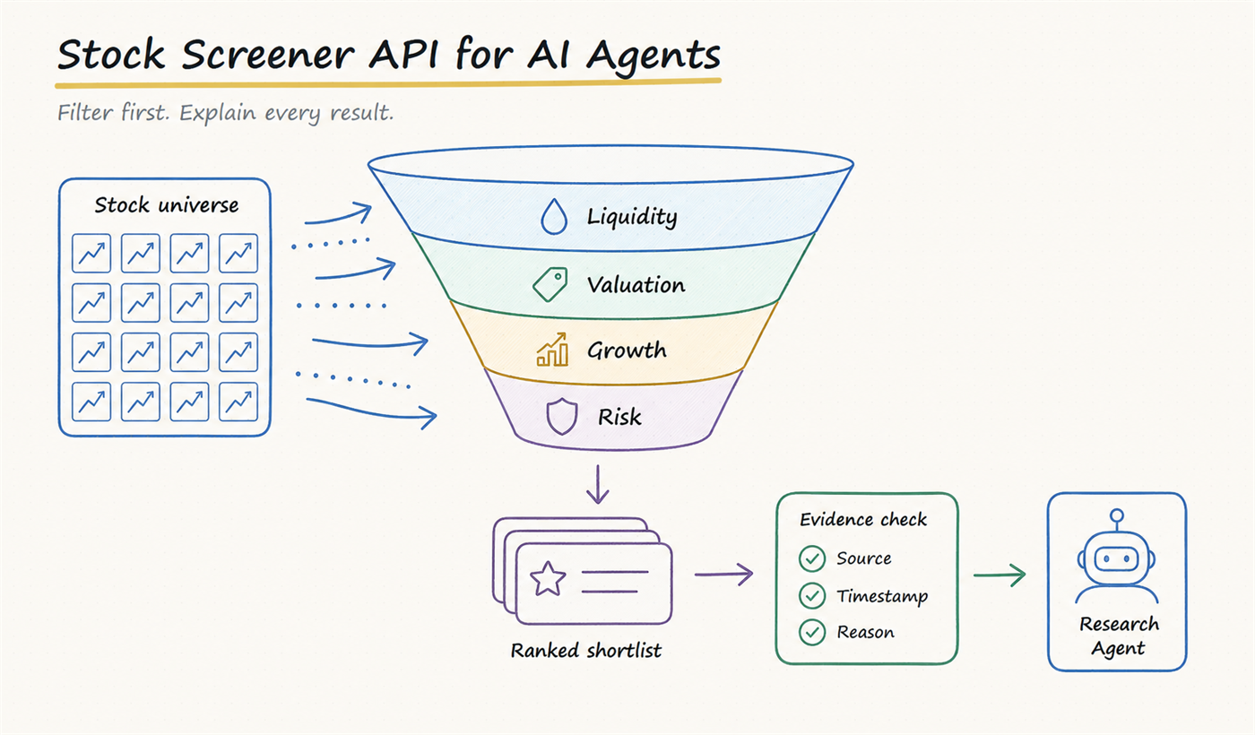 Stock screener API for AI agents diagram